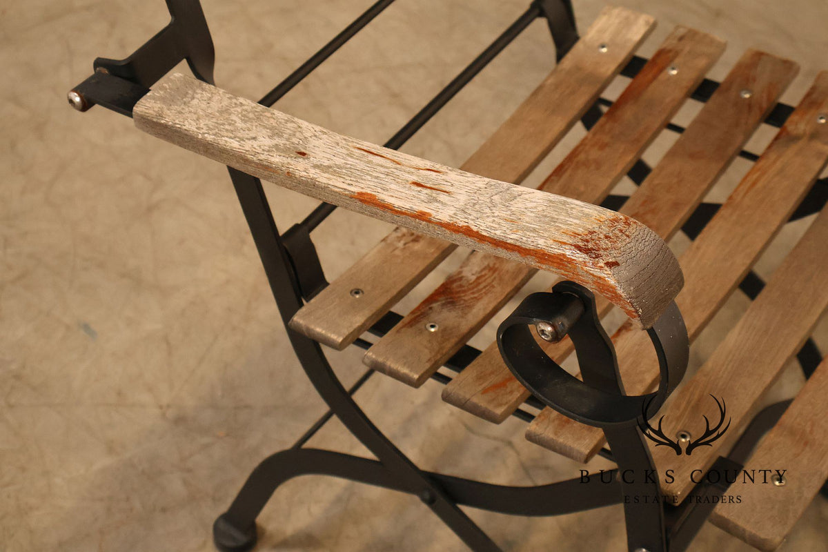 French Style Teak and Wrought Iron Five-Piece Bistro Set