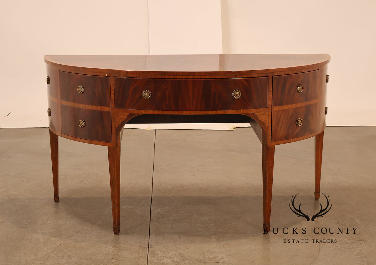 Maitland Smith Hepplewhite Style Deep Mahogany Demilune Sideboard