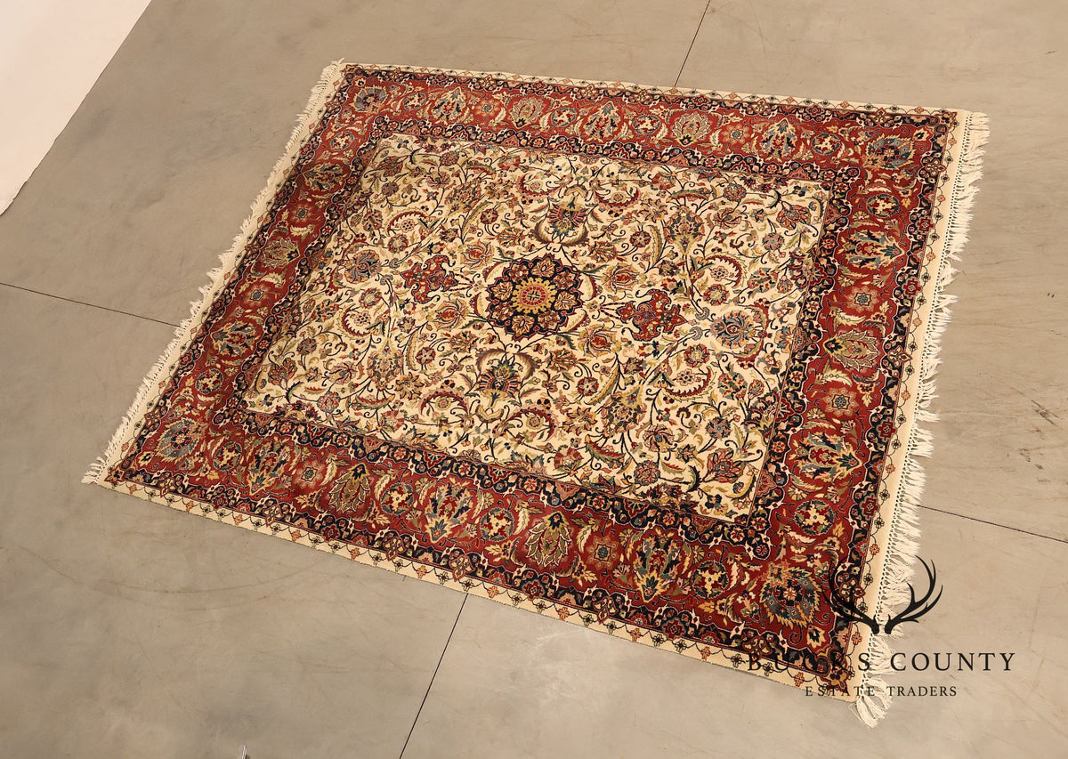 Hand Knotted Kashan Style Wool Area Rug 9x12 Floral Medallion