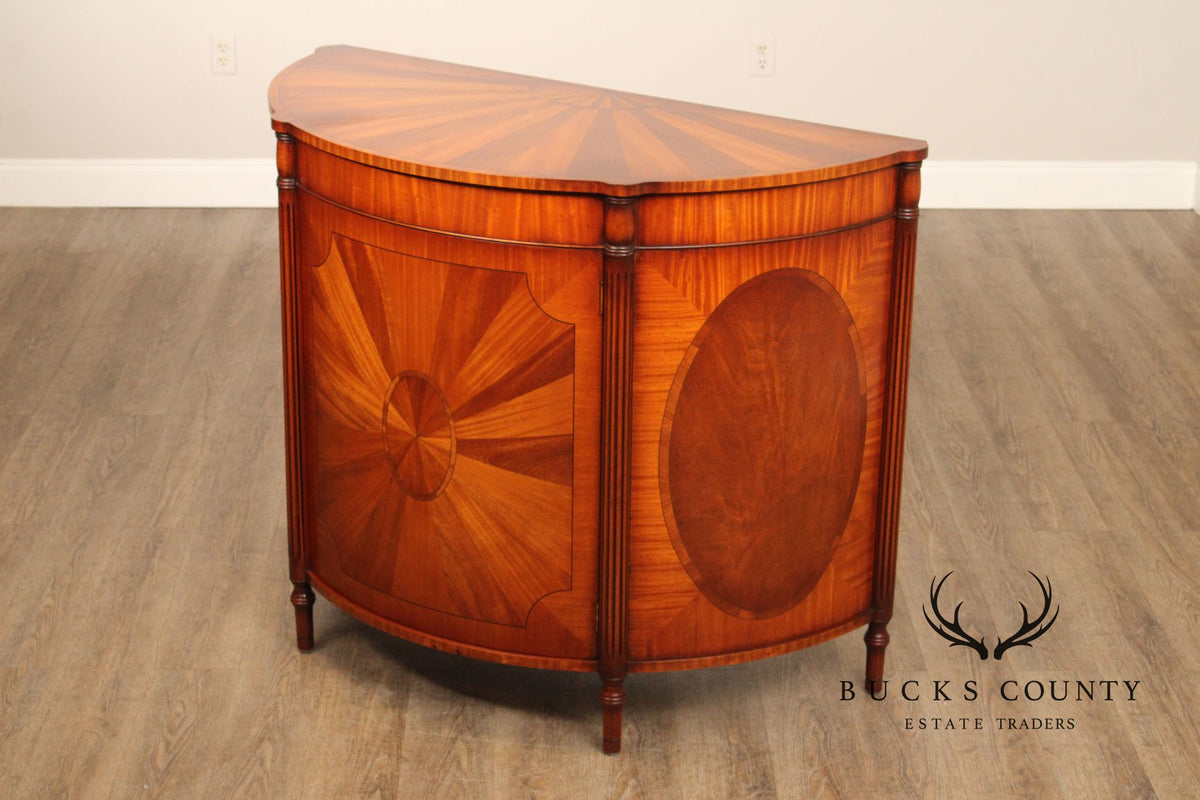 Georgian Style Demilune Cabinet With Starburst Inlay