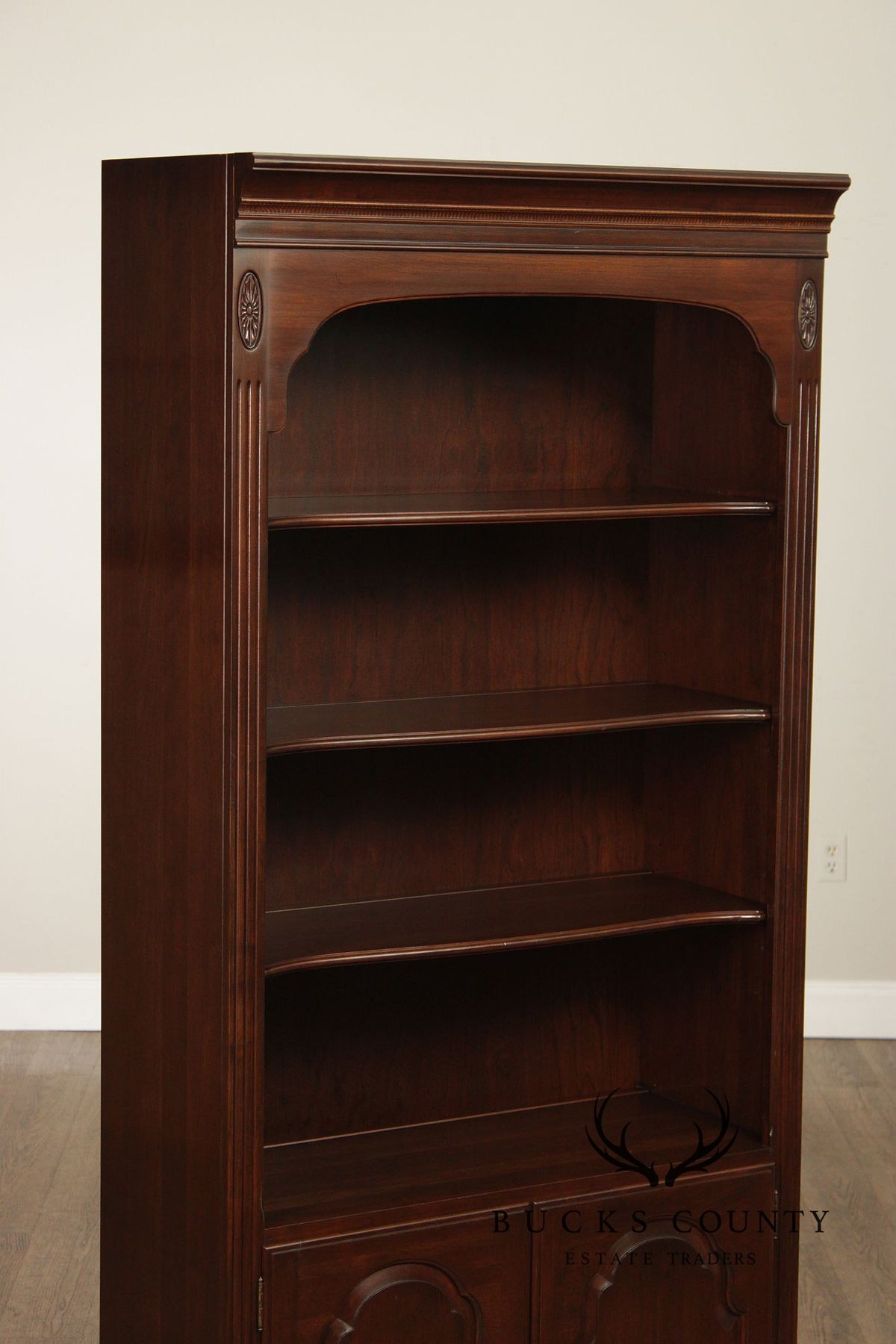 Ethan Allen Georgian Court Pair Of Cherry Tall Bookcases