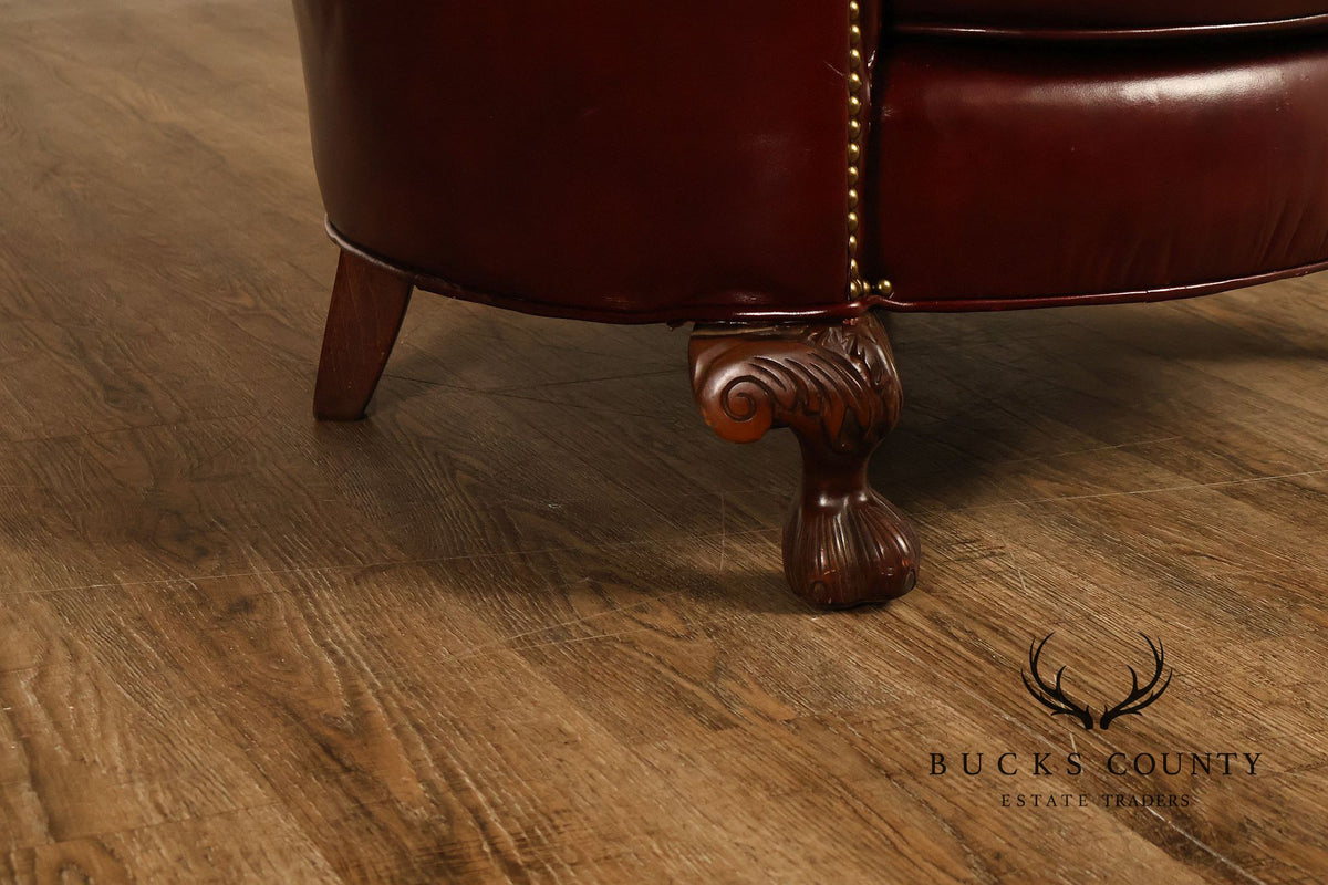 Old Hickory Tannery Burgundy Leather Nailhead Trim Club Chair