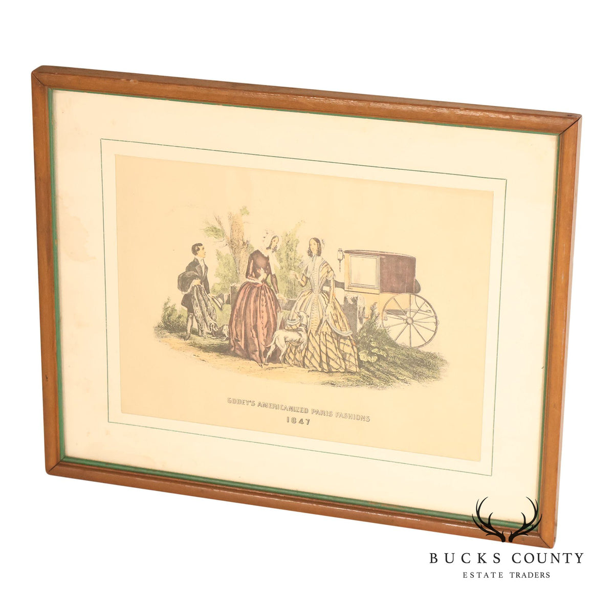 Antique Framed Print, 'Godey's Americanized Paris Fashions, 1847'