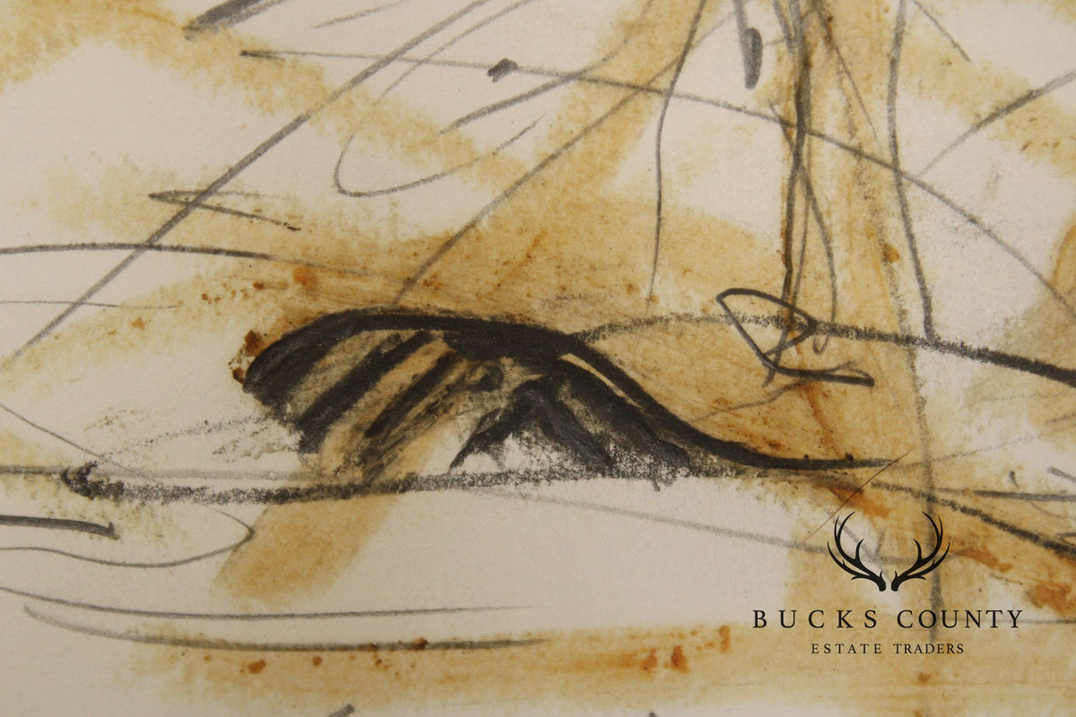 Bryan Hunt Abstract Graphite on Paper, 'Four Movements IV'