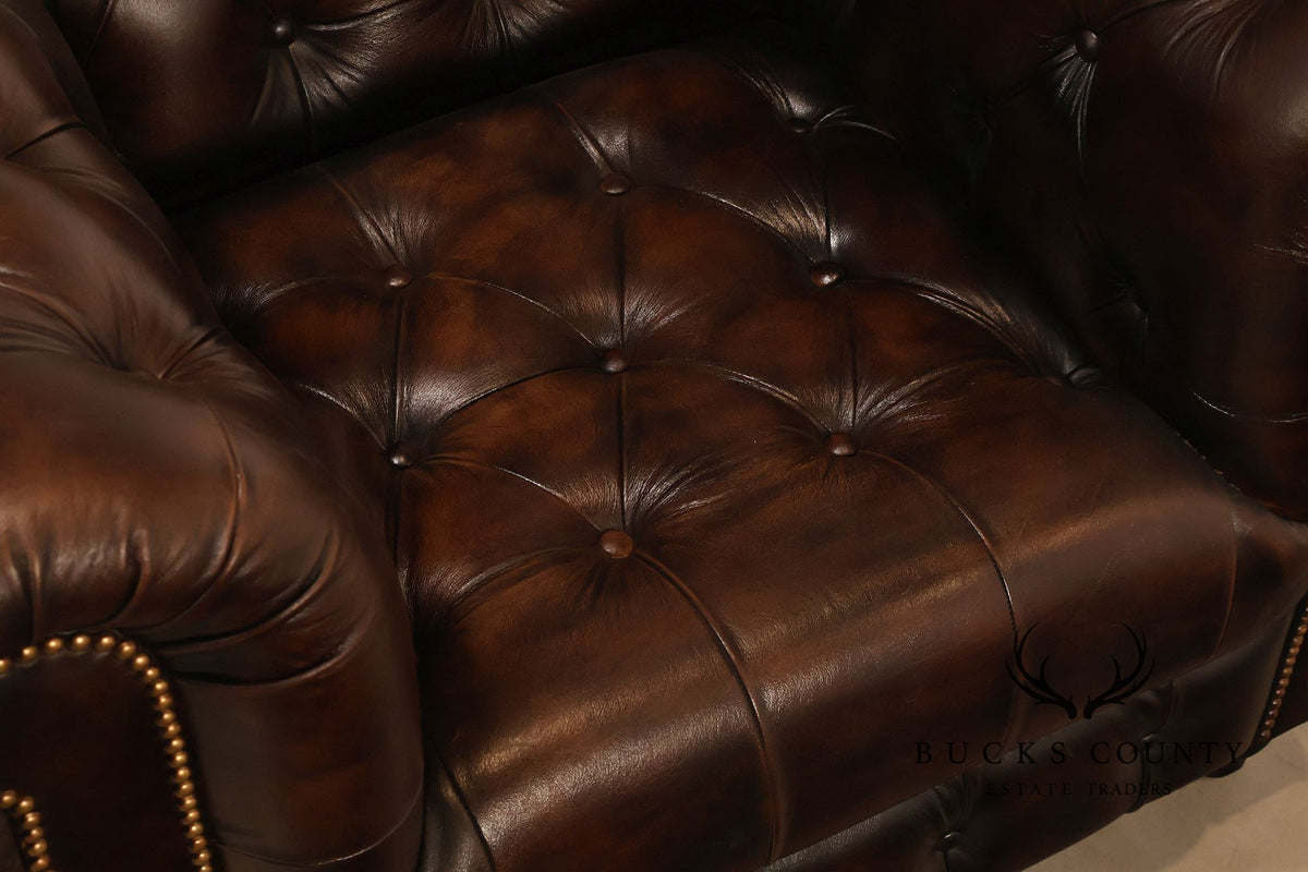 Chesterfield Style Dark Brown Tufted Leather Club Chair