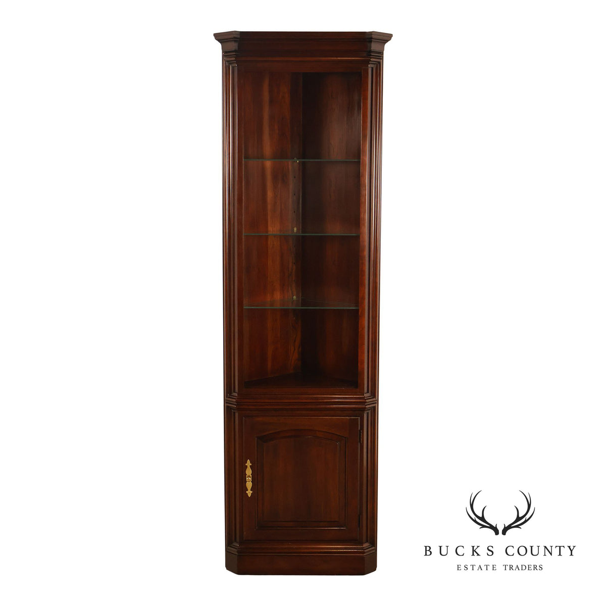 Statton Old Towne Cherry Georgian Corner Display Cabinet With Glass Shelves