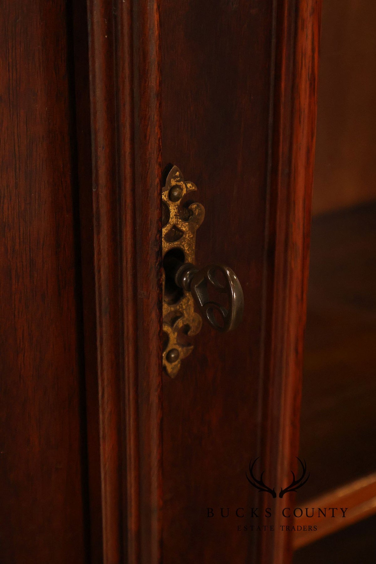 Antique Victorian Carved Walnut and Glass Bookcase