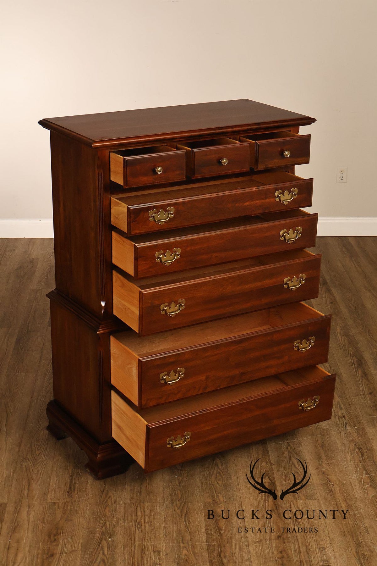Chippendale Style Cherry Tall Chest of Drawers