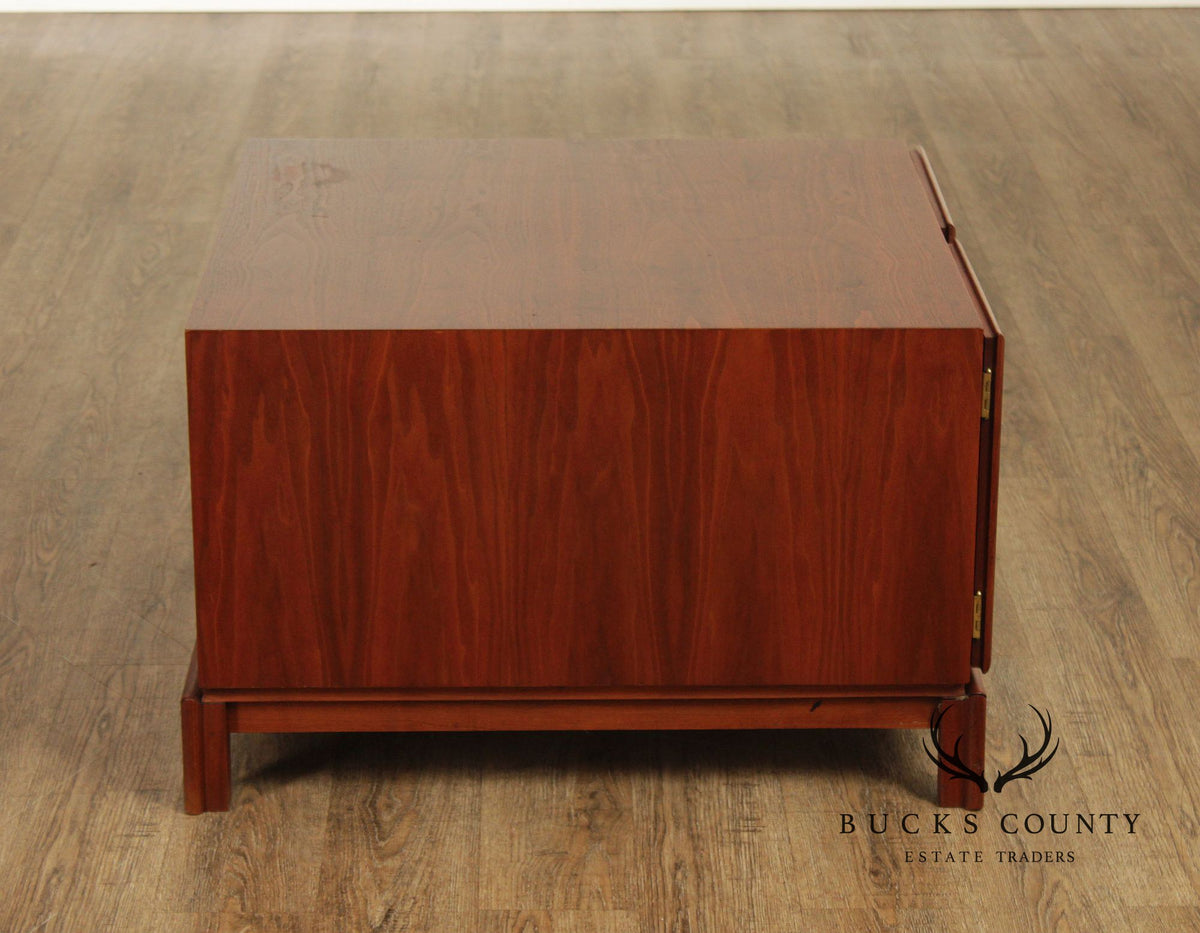 Brown Saltman Mid-Century Modern Walnut Cube Cabinet Coffee Table