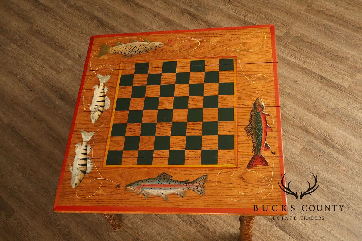 Appalachian Rustic Furnishing Trout and Perch Game Table