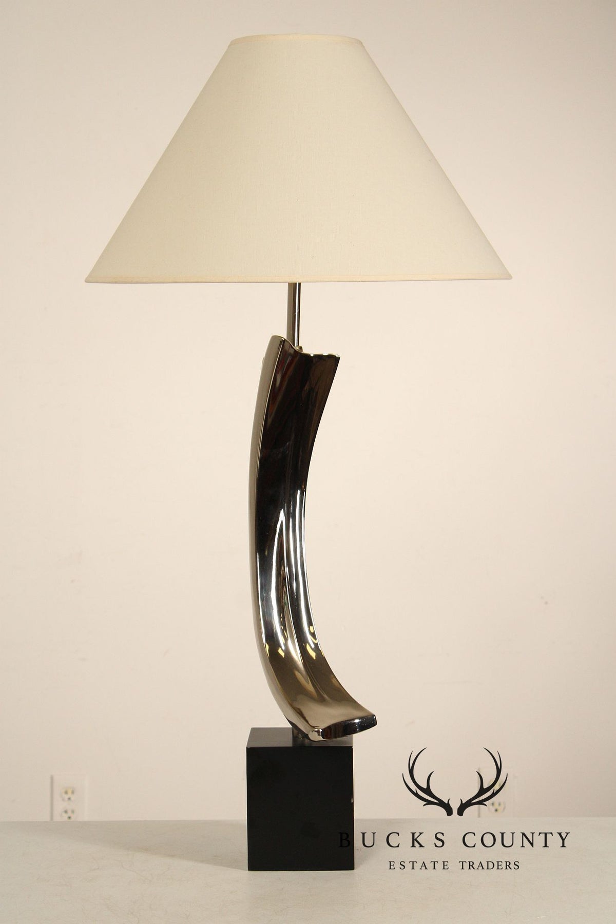 Richard Weiss & Harold Barr Modern Sculpted Chrome Table Lamp