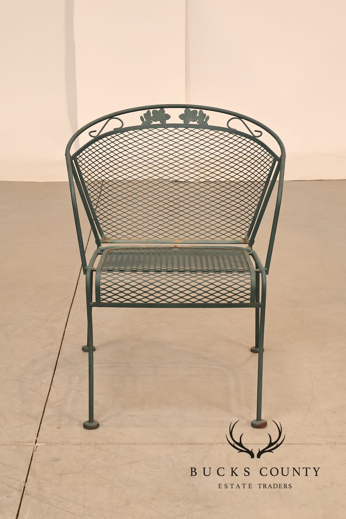 Wrought Iron Vintage Round Patio Table And Four Chairs Set