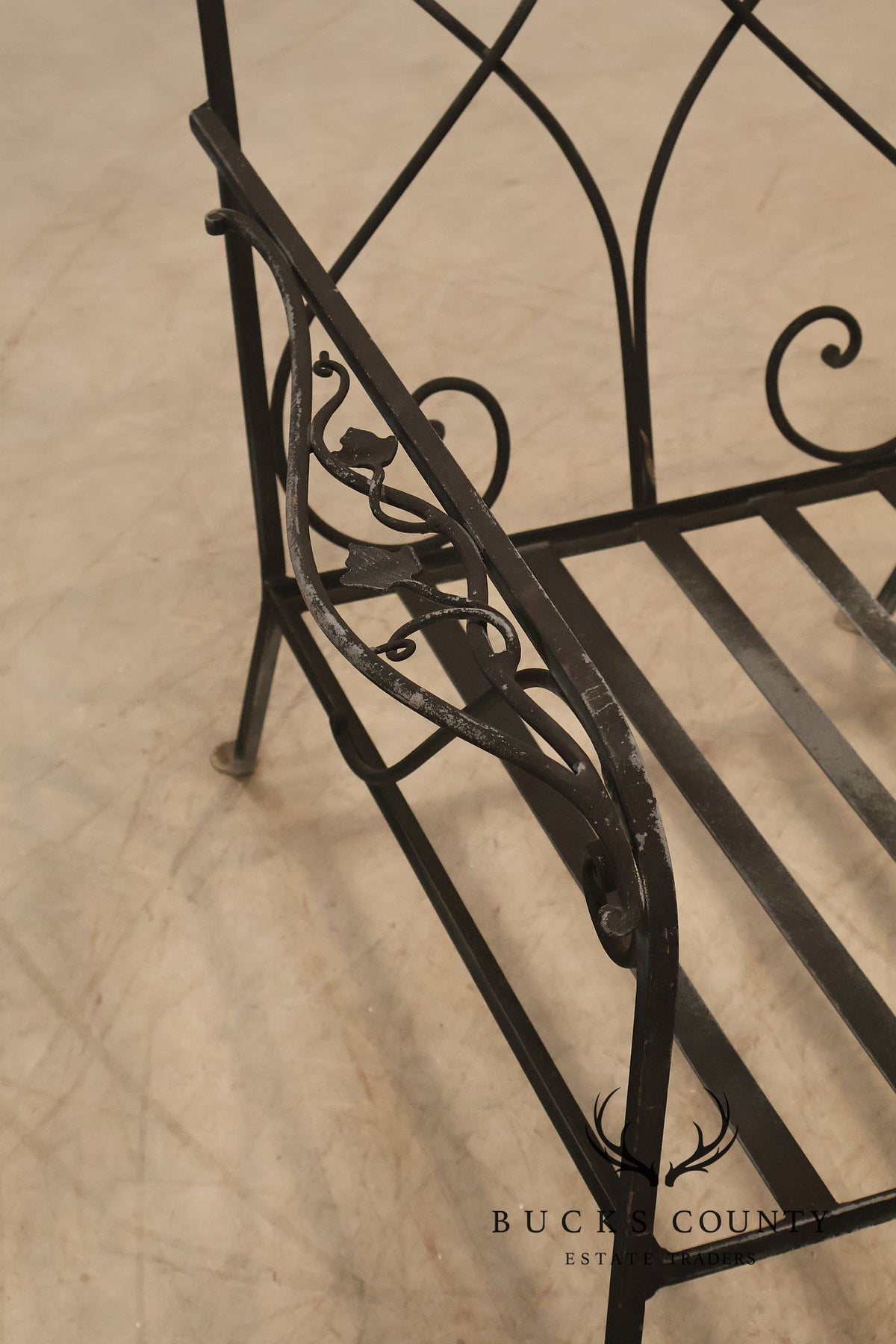 Vintage Wrought Iron Scrollwork Garden Bench