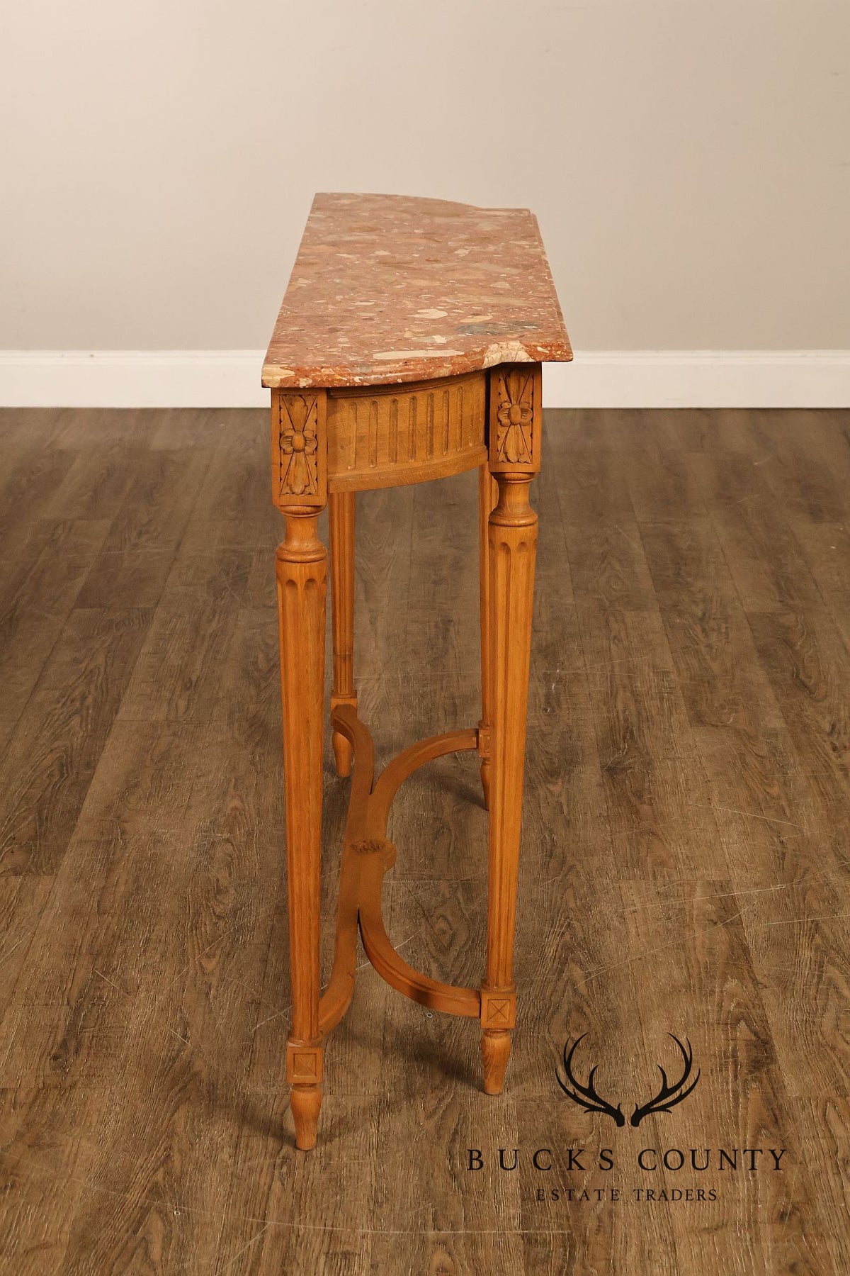 French Louis XVI Style Marble Top Narrow Console