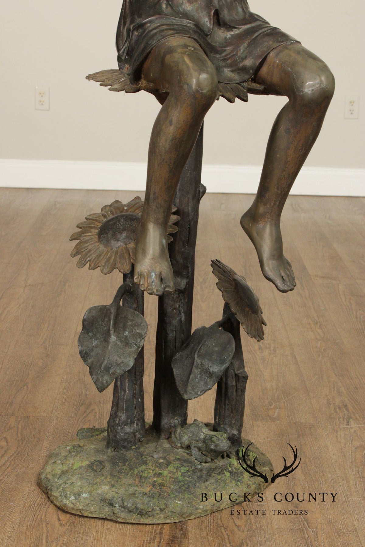 Large Bronze Garden Statue, 'Flute Player'