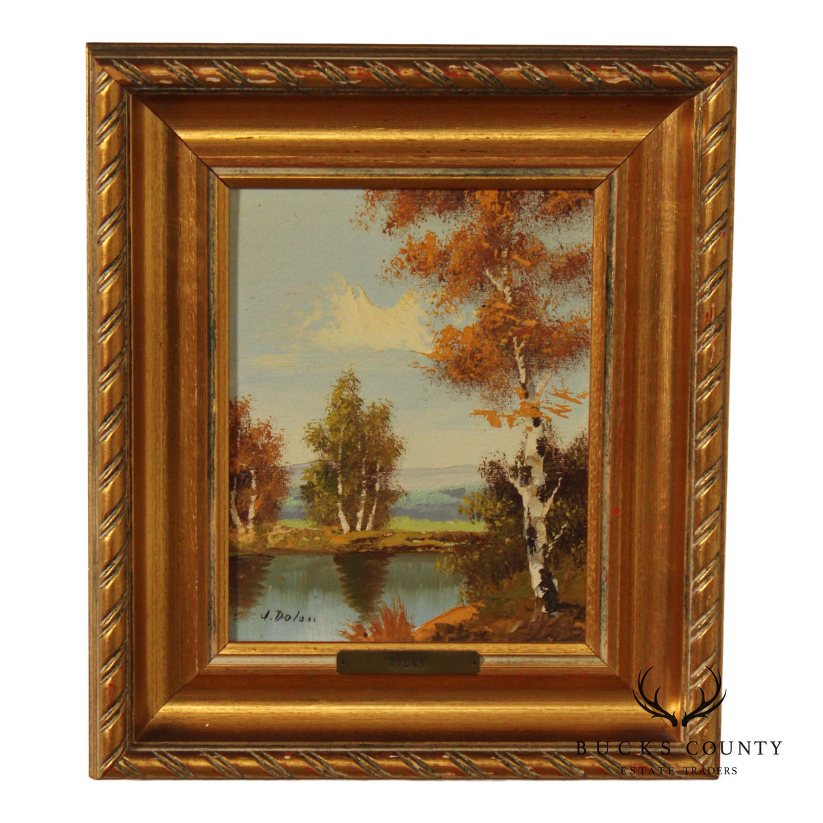J. Dolan Landscape Oil Painting, Changing Birch Trees