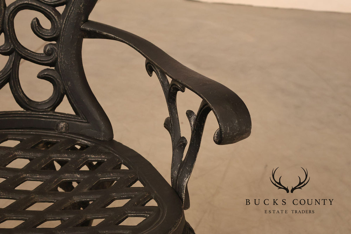 Cast Aluminum Garden Bench With Ornate Lattice Back