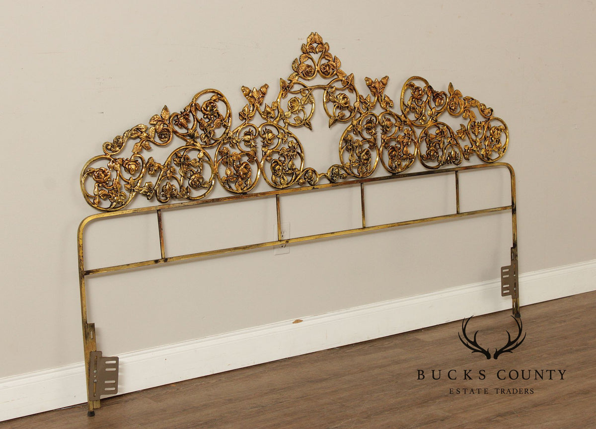 Rococo Style King Size Scrolling Brass Headboard