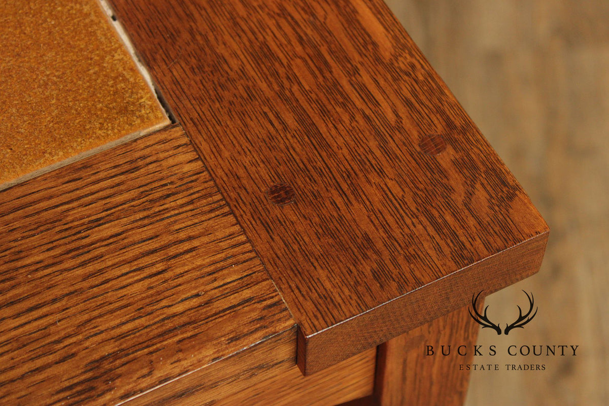 Stickley Mission Collection Pair Of Oak Tile Top End Tables