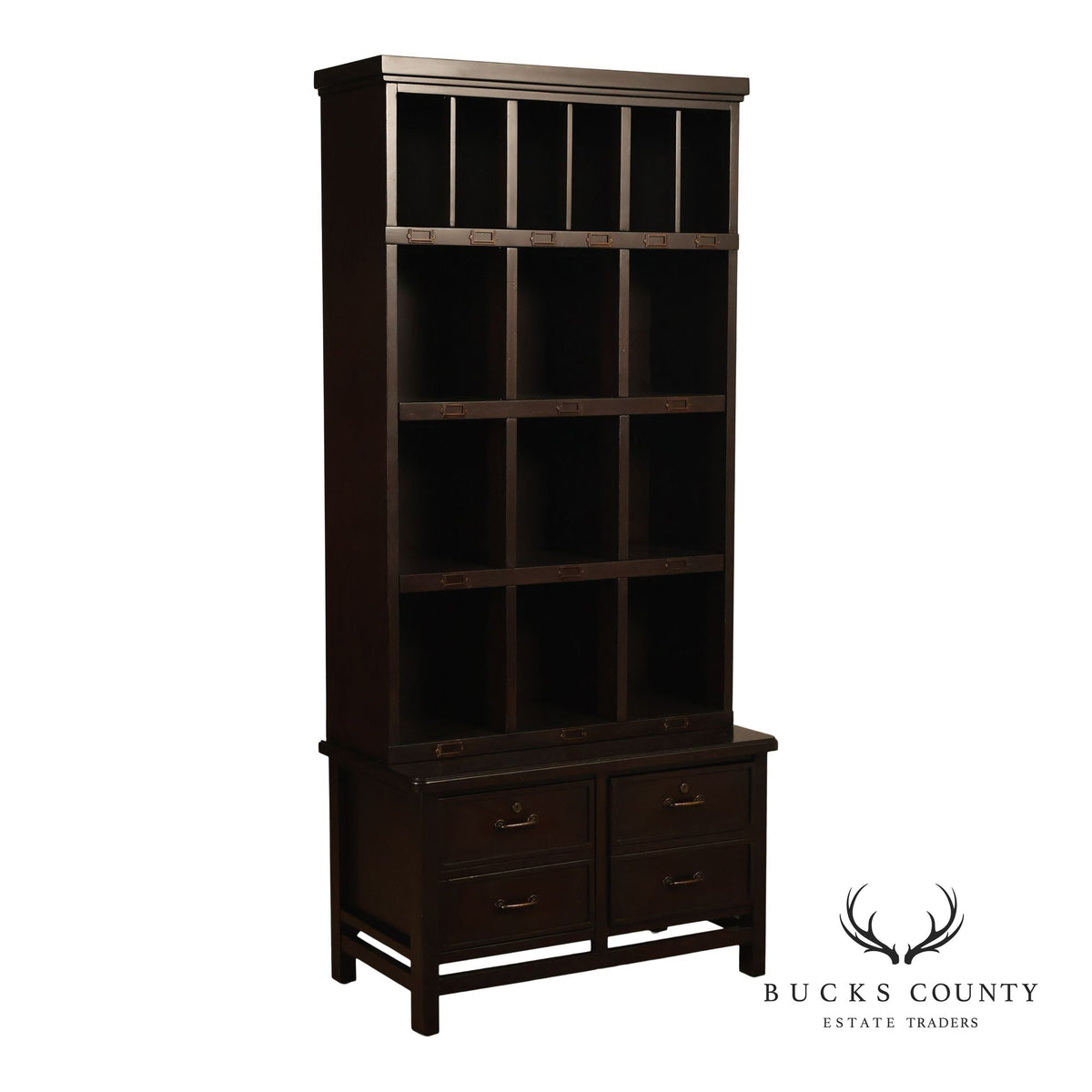 Stanley Furniture Dark Finish Multi-Compartment Library Bookcase Cabinet