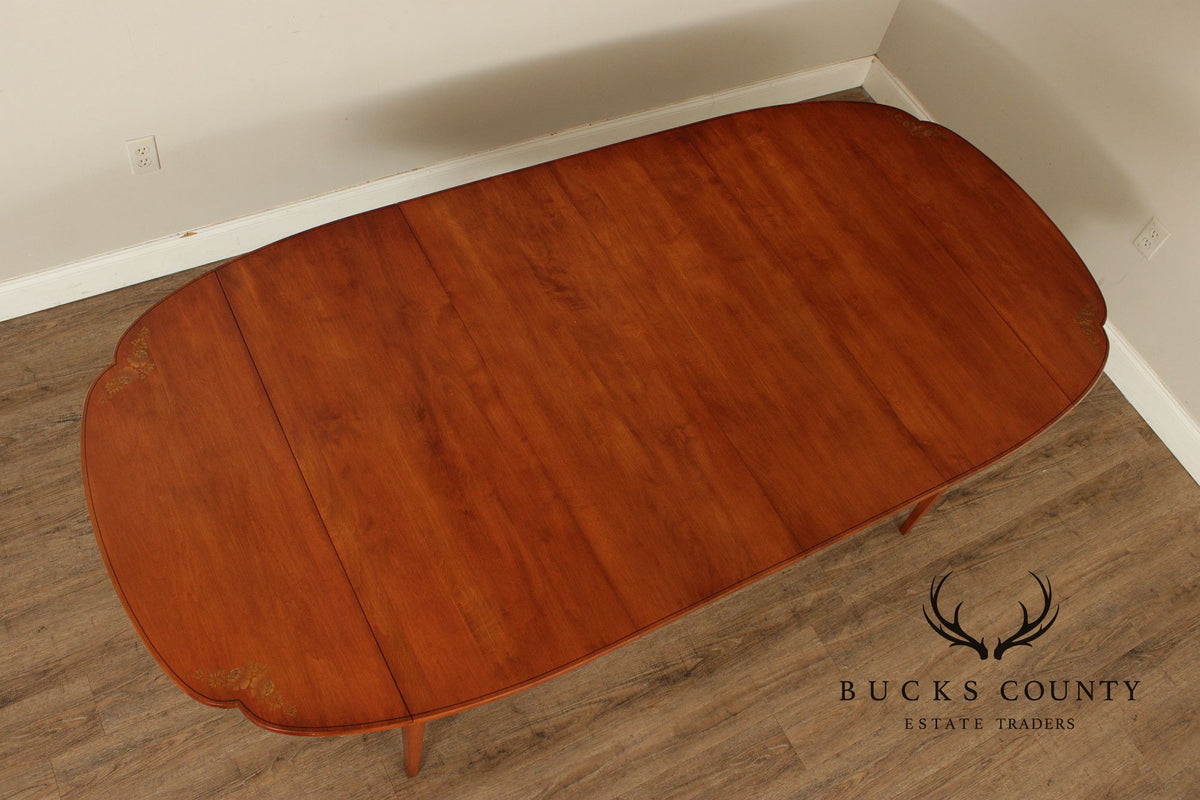 L. Hitchcock Maple Stenciled Drop Leaf Extension Dining Table
