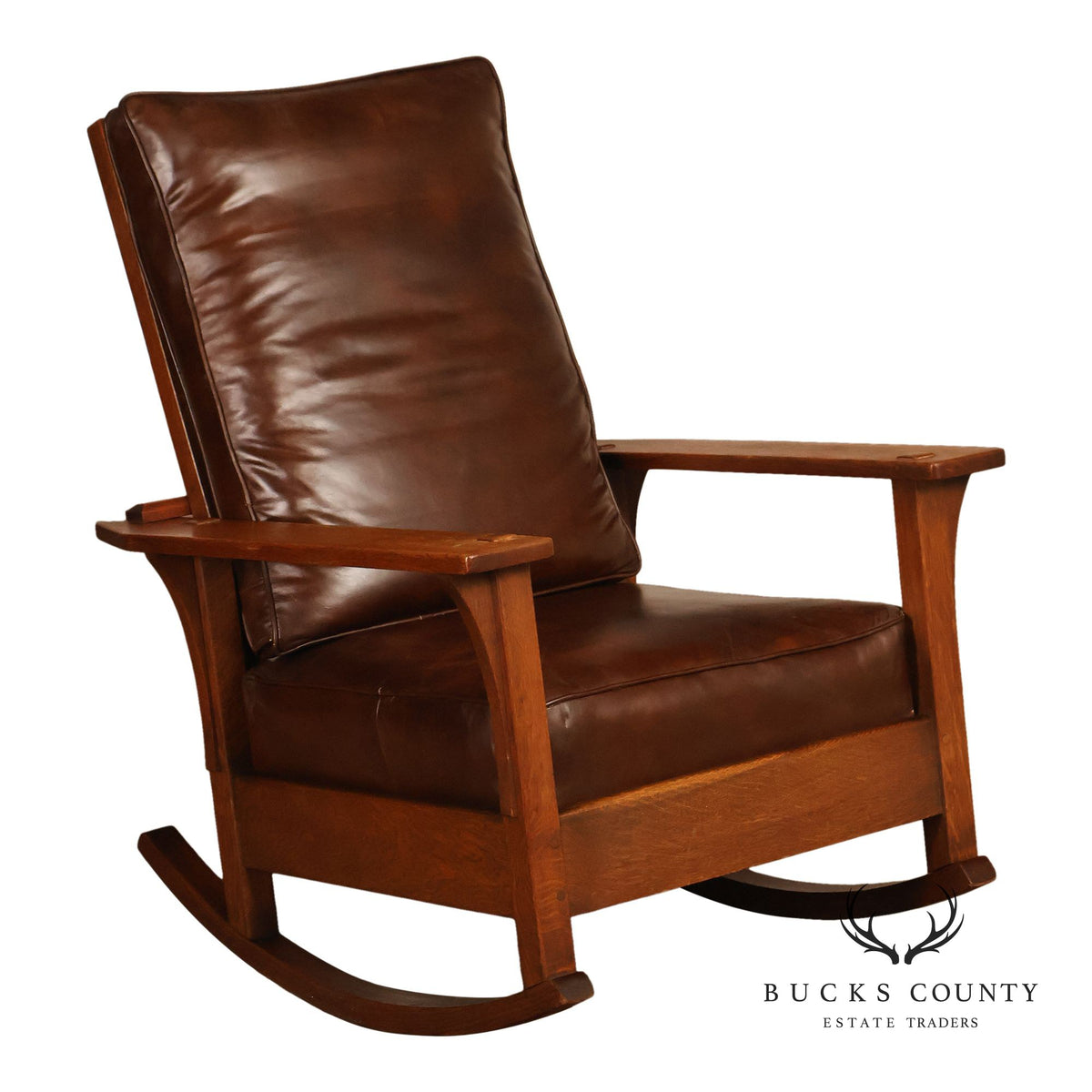 Antique L & JG Stickley Mission Oak Morris Rocker