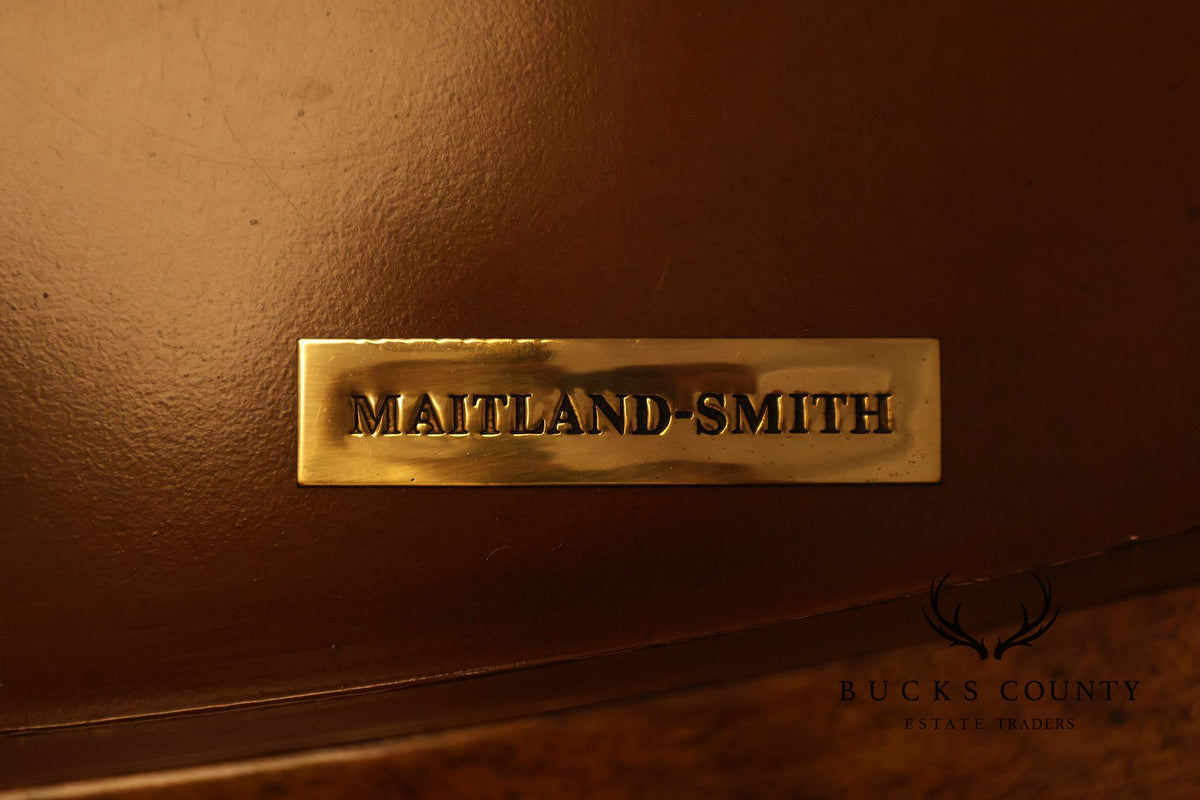 Maitland Smith Campaign Style Bowfront Rattan Chest