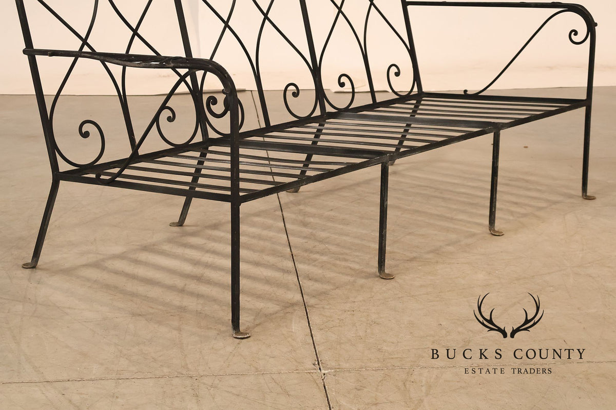 Vintage Wrought Iron Scrollwork Garden Bench