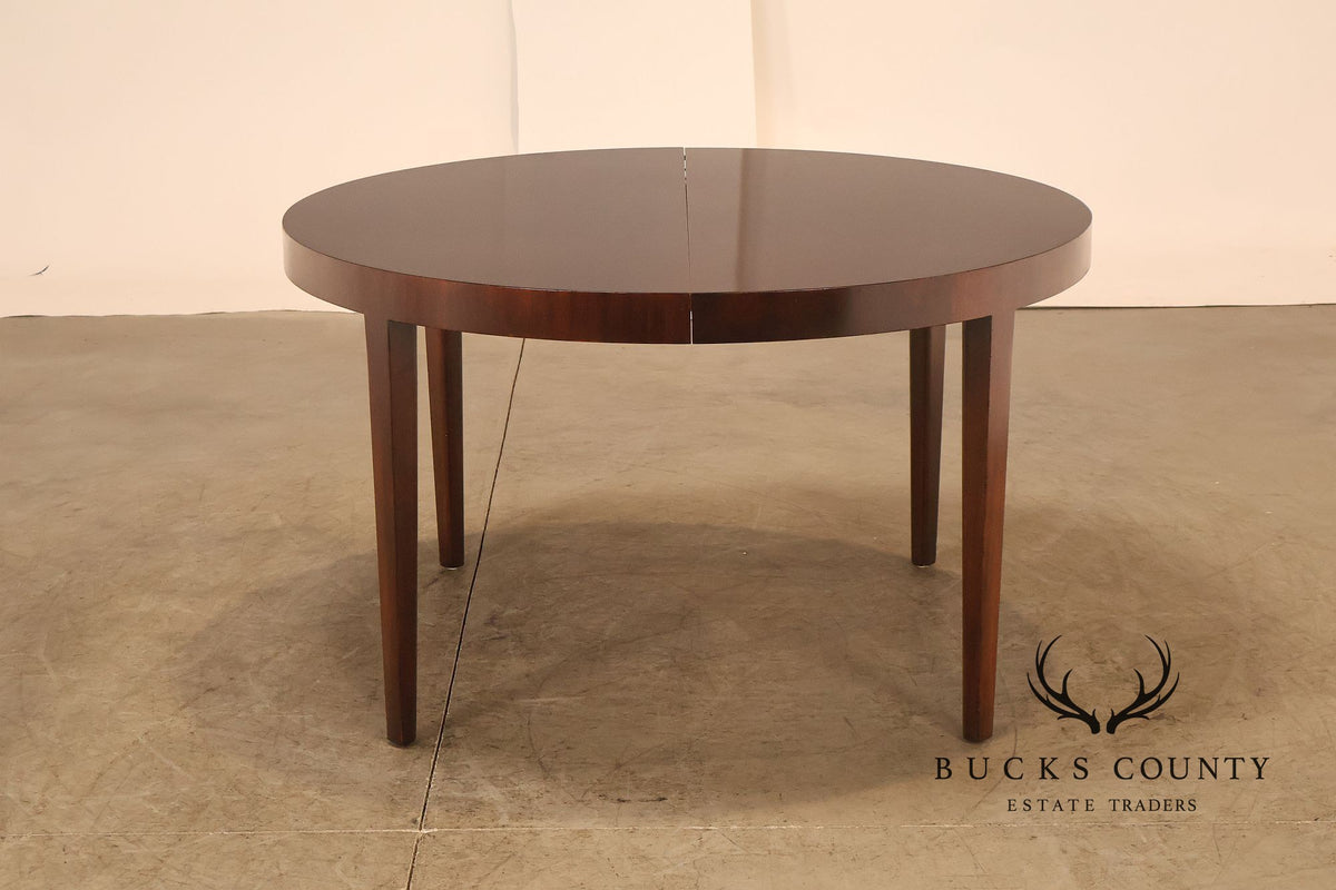 Dunbar Mid Century Modern Round Mahogany Extension Dining Table With Three Leaves