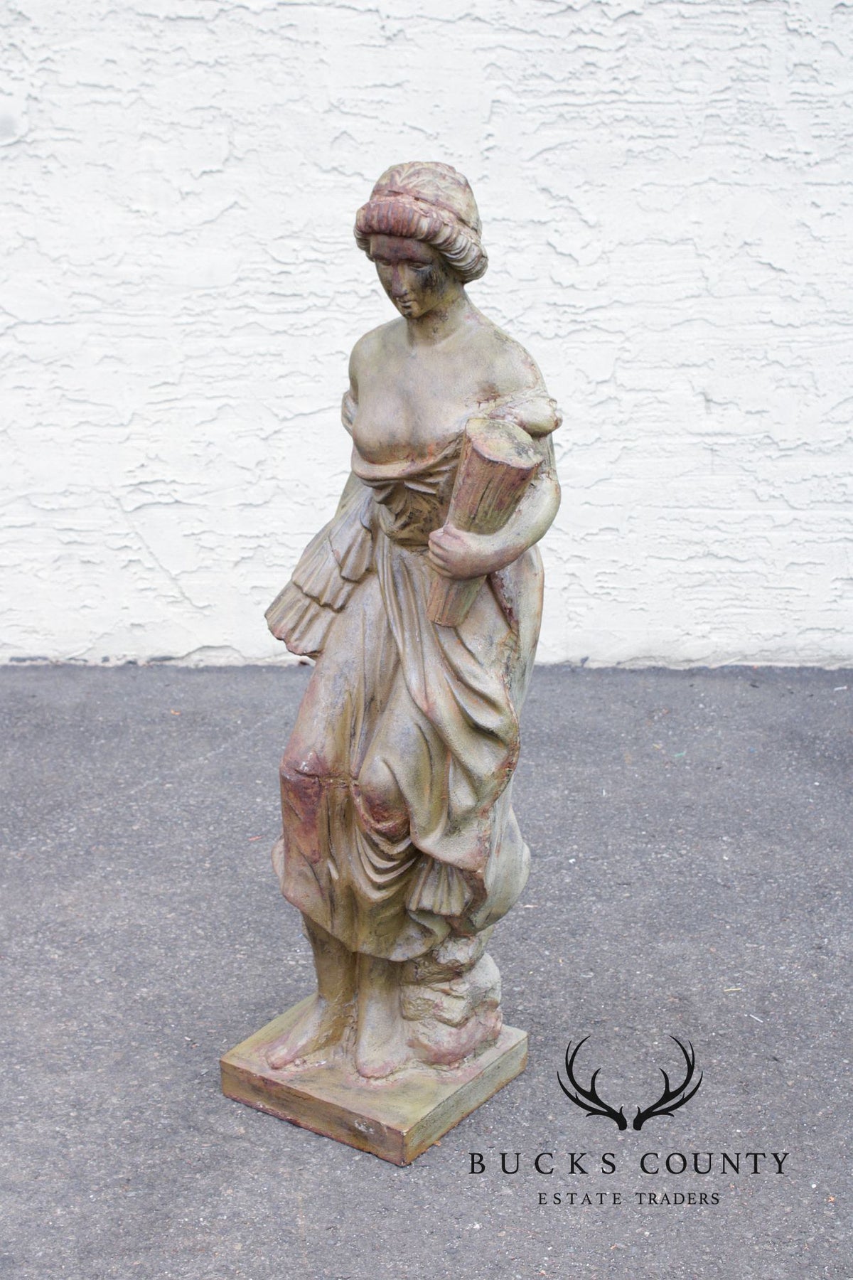 Vintage Cast Iron Garden Statue of a Lady