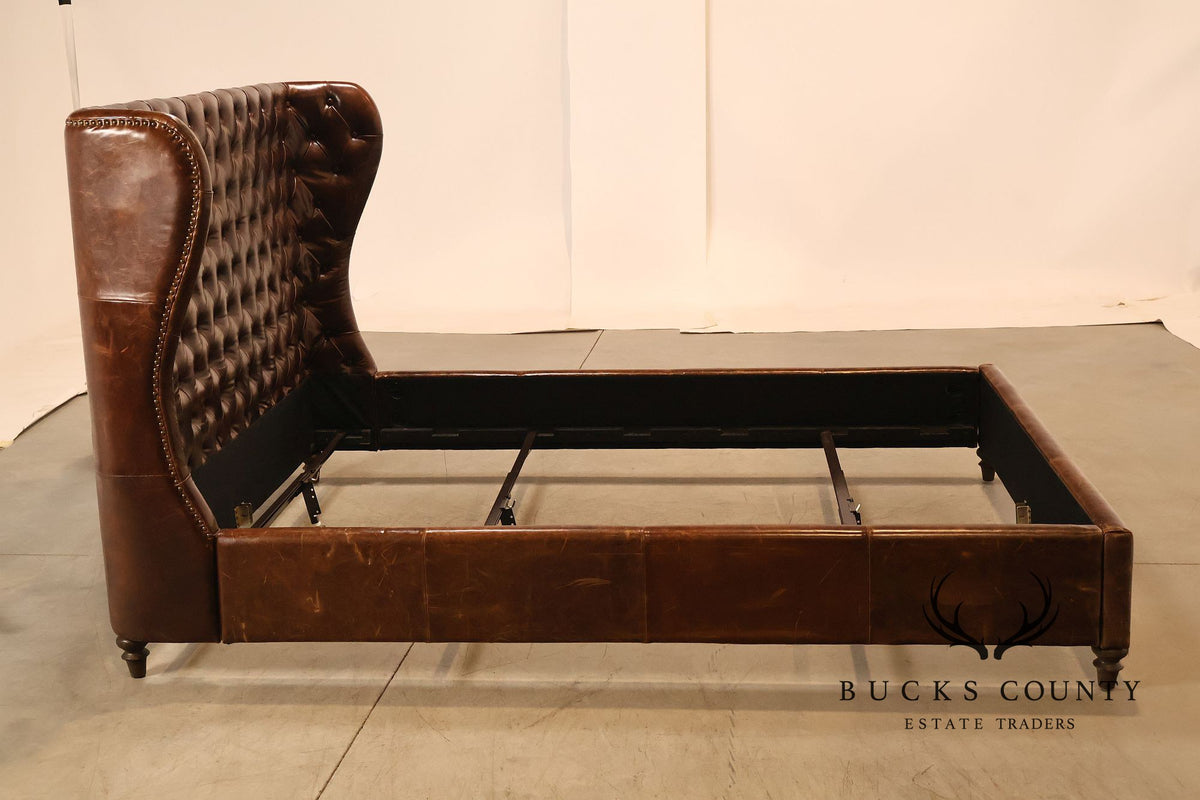 Restoration Hardware 'Churchill' Tufted Leather Queen Bed