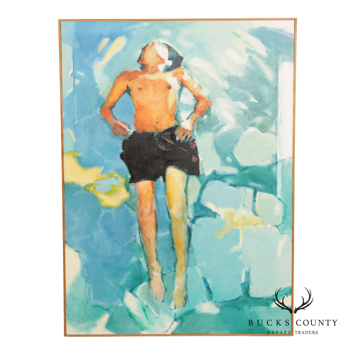 Malcolm Bray Contemporary Oil Painting, 'Boy Floating'
