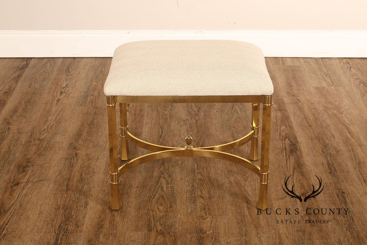 Italian Modern Pair of Sculpted Brass Ottomans