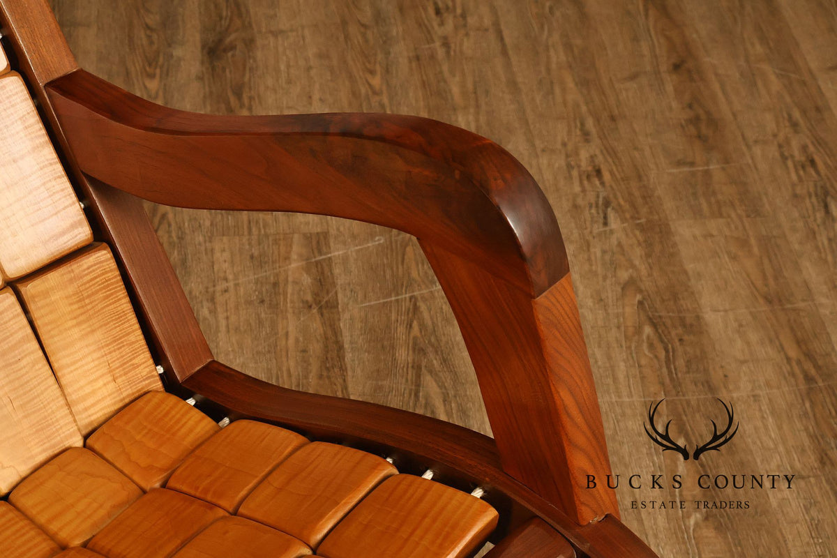 Gerry Grant Studio Crafted Walnut and Maple Rocker and Ottoman
