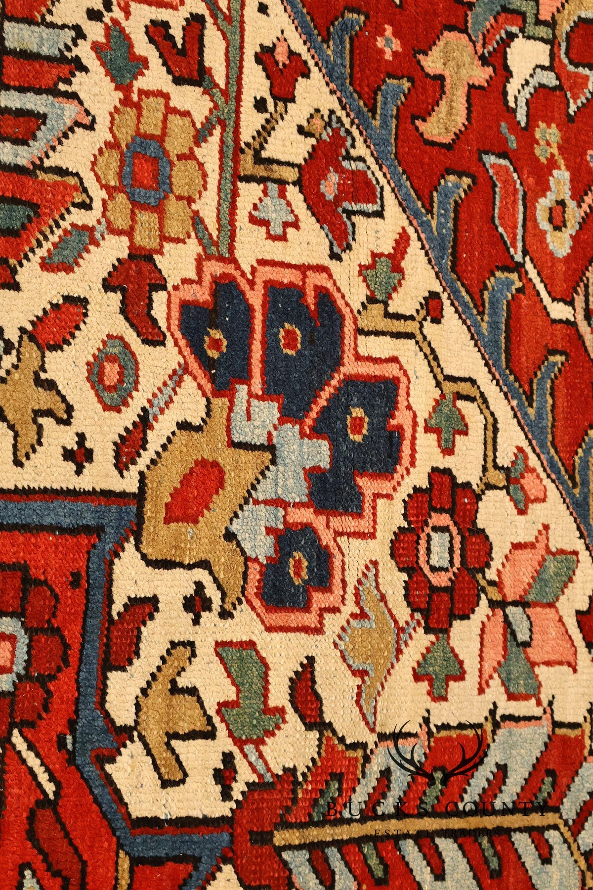 Antique Hand Knotted Persian Heriz Room Size Rug  12' X 15'