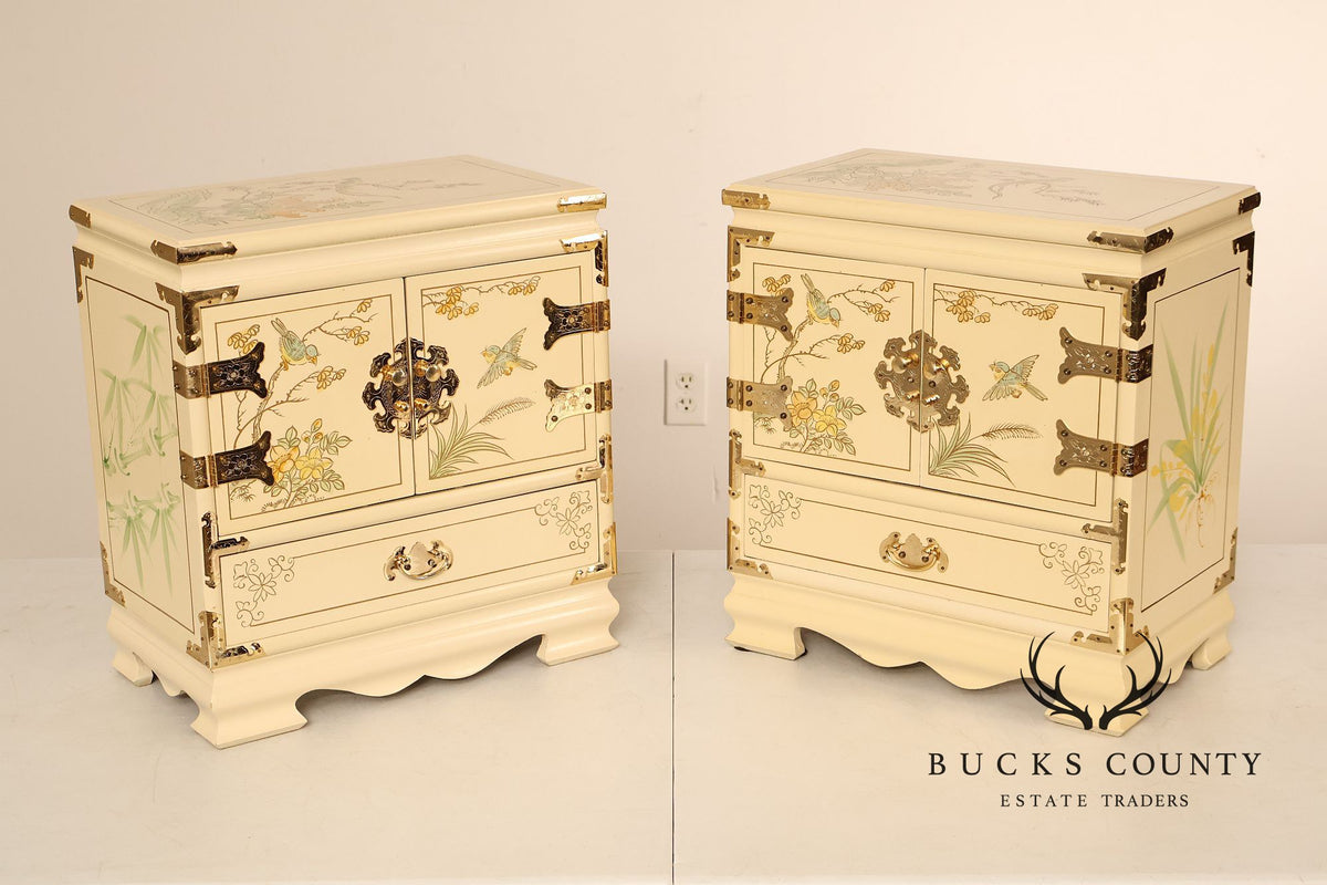 Painted Chinoiserie Style Pair Of Jewelry Chest