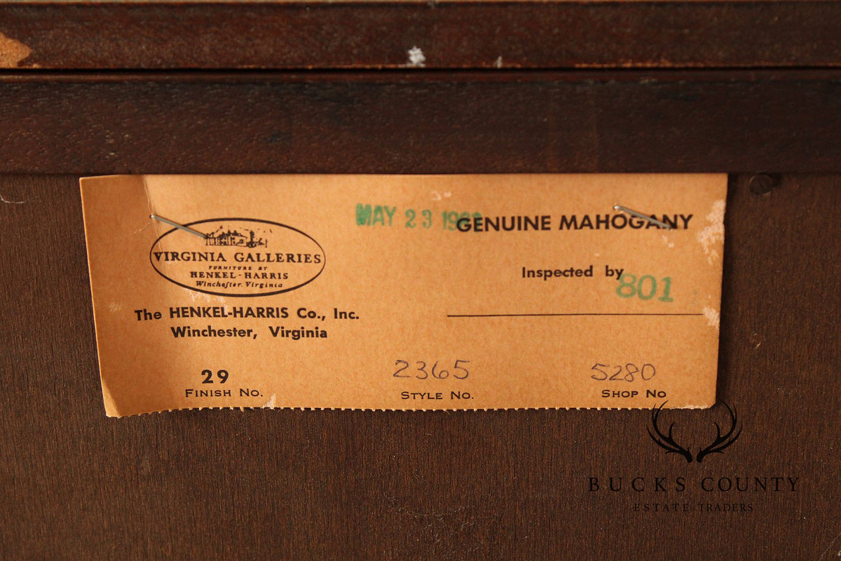 Henkel Harris Georgian Style Inlaid Mahogany Breakfront Bookcase