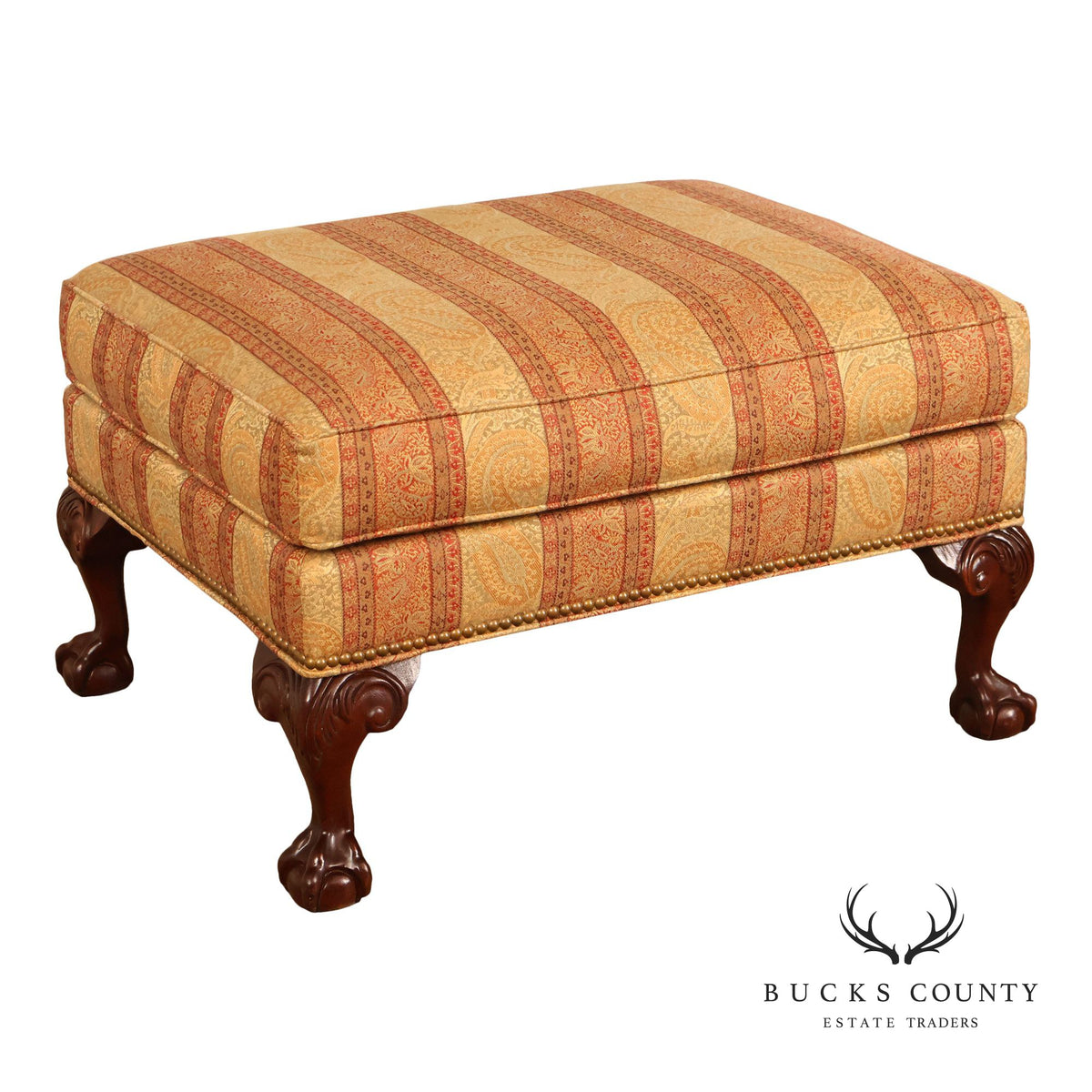 Parker Southern Chippendale Style Upholstered Ottoman