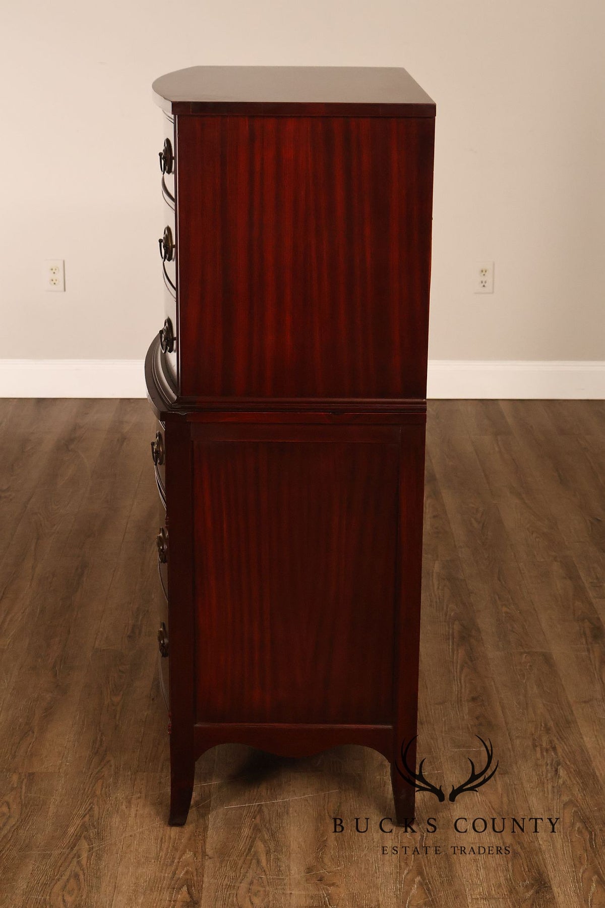 1940s Hepplewhite Style Mahogany Chest On Chest