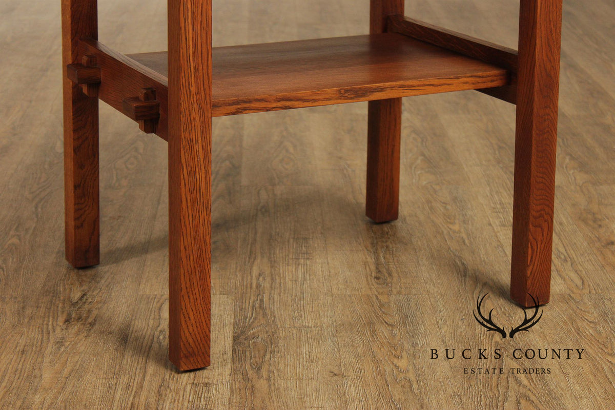 Stickley Mission Collection Pair Of Oak Tile Top End Tables