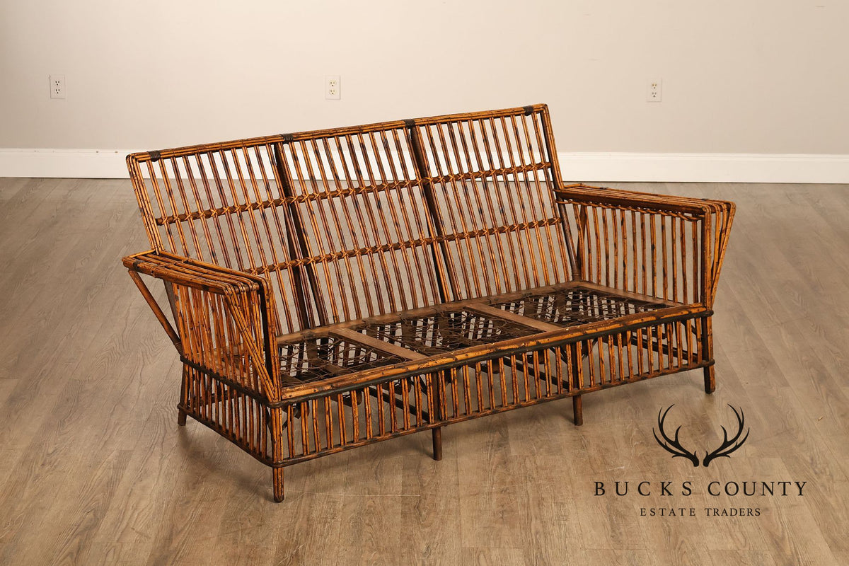 Antique Split Reed Rattan Sofa