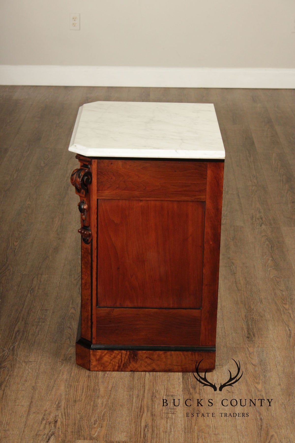 Antique Victorian Marble Top Walnut Nightstand