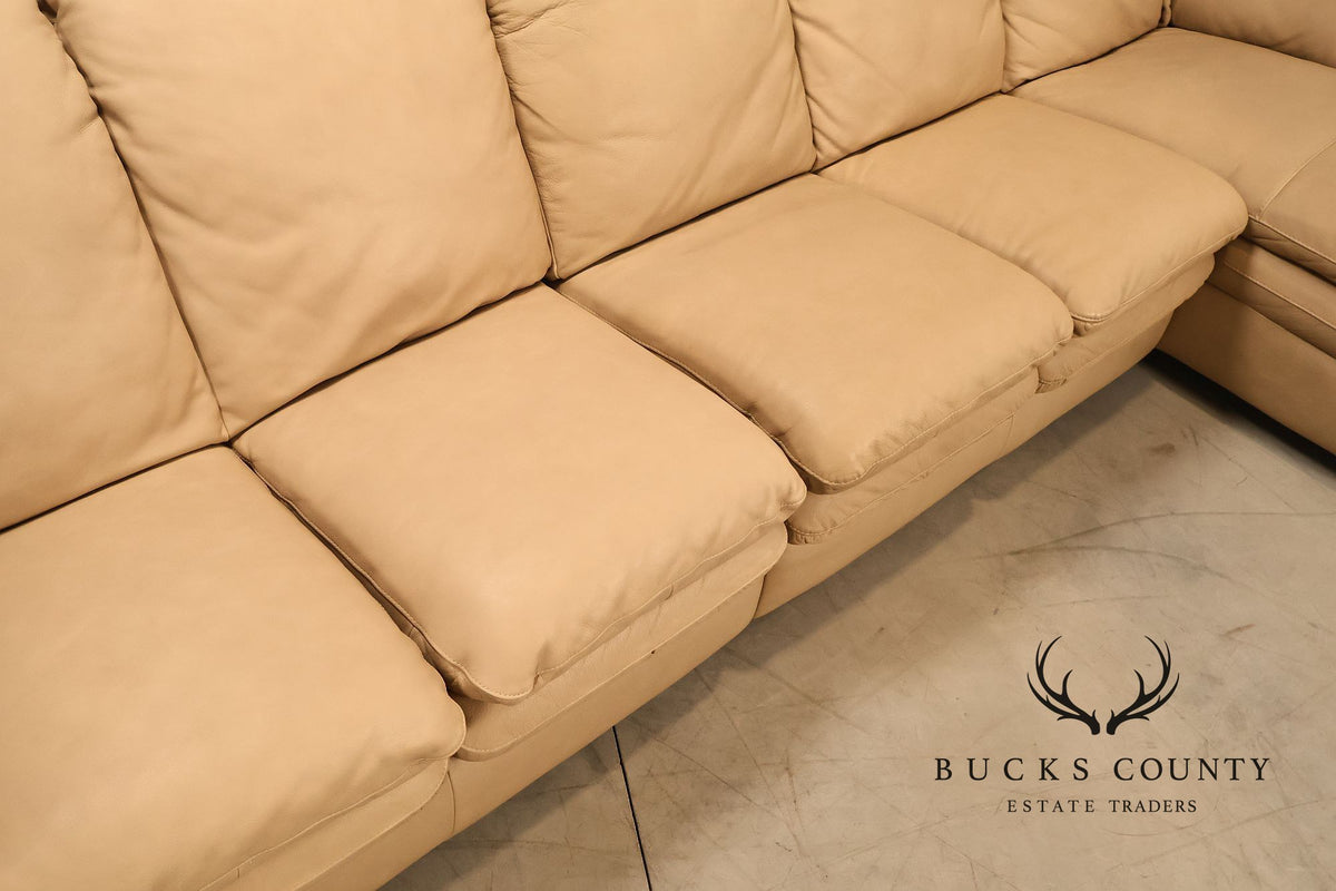 Italian Made Leather Sectional Sofa With Chaise