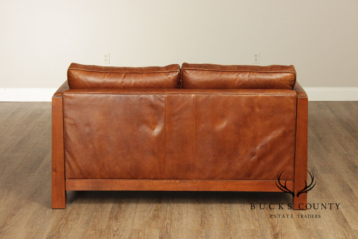 Stickley Highlands Mission Oak Leather Loveseat