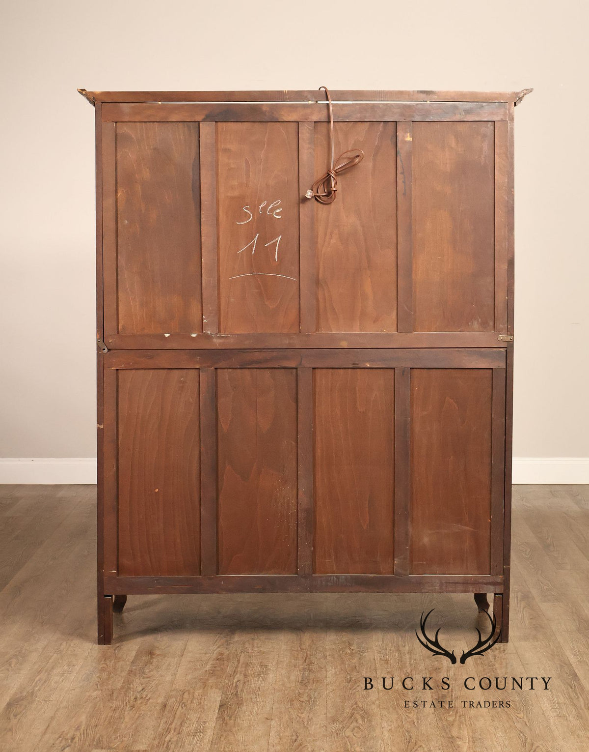 French Country Louis XV Style Vintage Oak China Display Cabinet