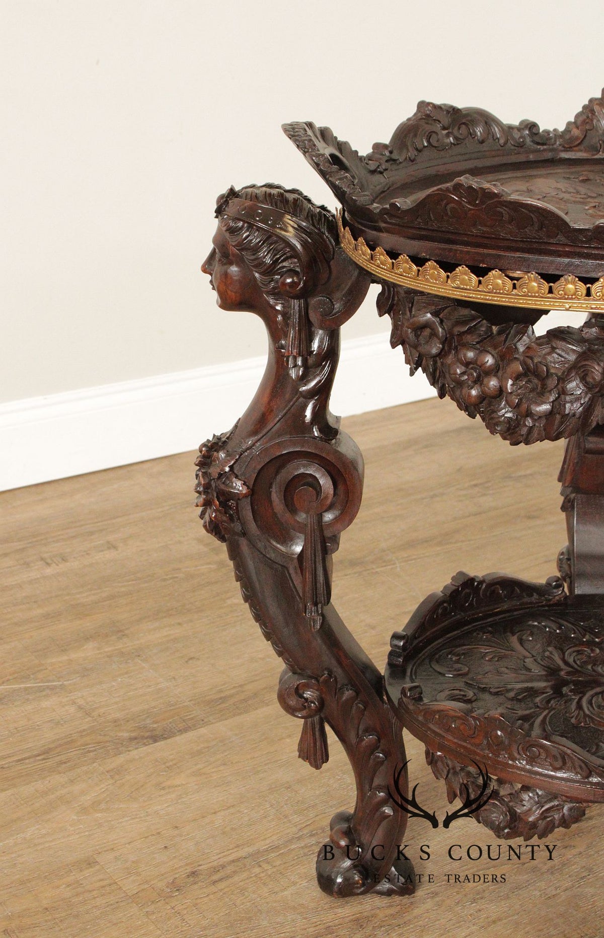 Antique Italian Renaissance Revival Carved Side Table