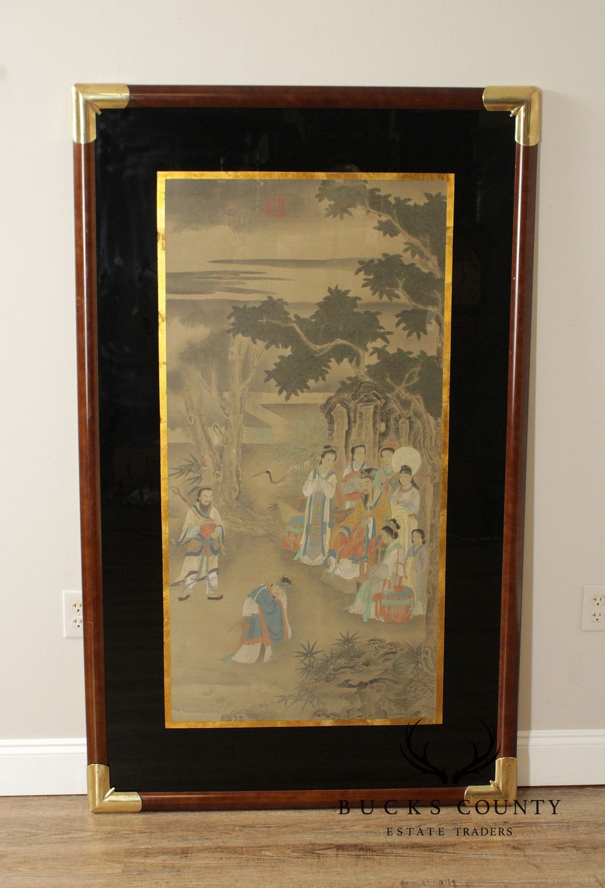 Framed Asian Figural Print After “Refusing The Seat”