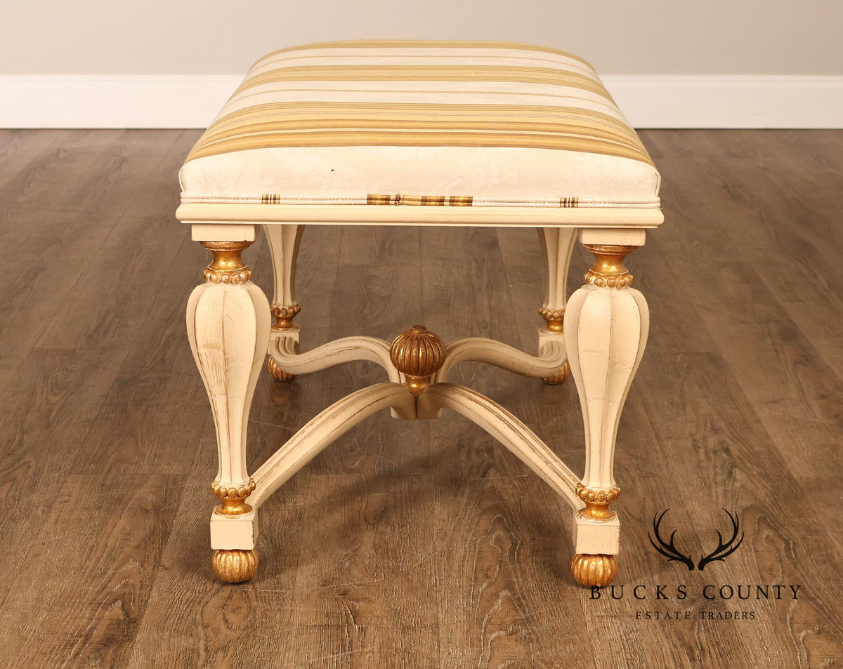 Decorative Crafts Inc. Italian Renaissance Style Partial Giltwood Painted Window Bench