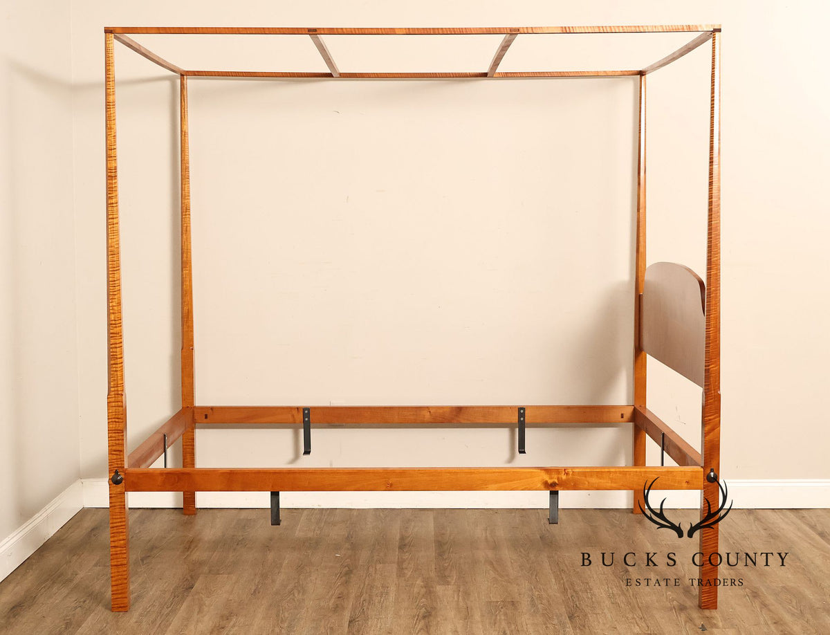 Bench Made Tiger Maple Queen Size Four Poster Canopy Bed