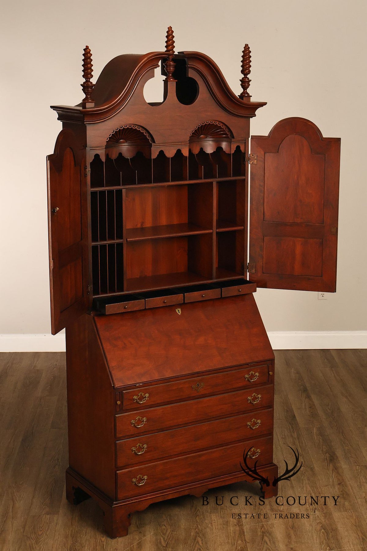 Wright Table Company New England Cherry Secretary Desk Bookcase